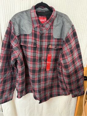Coleman Red & Black Plaid Sherpa-Lined Shirt Jacket